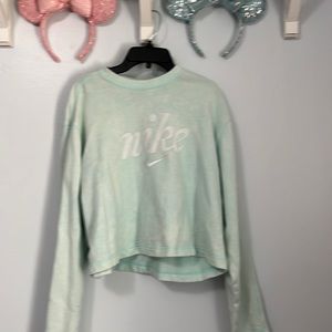 Aqua cropped Nike sweatshirt